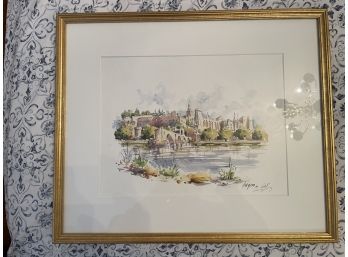 SIGNED GOLD FRAMED WATERCOLOR 'AUGUSTA '99'