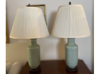 PAIR OF MINT PORCELAIN TABLE LAMPS