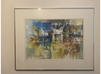 VINTAGE SILVER FRAMED WATERCOLOR 'WHITE HOUSE' SIGNED BY DR. JOSEPH ROBINSON