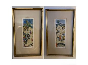 FRAMED PAIR OF DRAWINGS ON RICE BY PERSIAN ARTIST