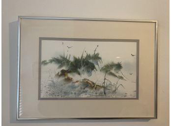 SILVER FRAMED WATERCOLOR SIGNED BY N A STREHLER '1990