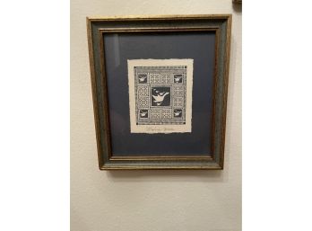 VINTAGE FRAMED 'FLYING GEESE' EMBOSSED PAPER PRINT