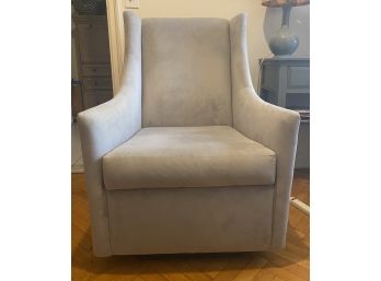 GRAY UPHOLSTERED ARMCHAIR ROCKER