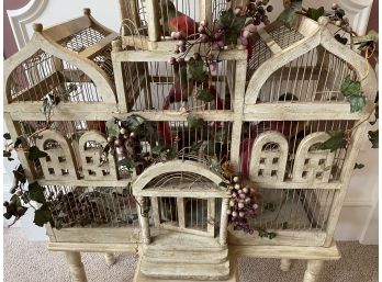 Antiqued French Wood And Wire Style Bird Cage