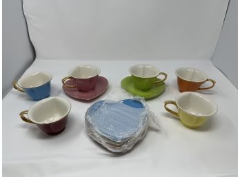 Set Of 6 Yedi Houseware Inside Out Heart Cup & Saucer Tea Cup Set