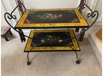 Sarreid Paint Decorated Iron Serving Cart