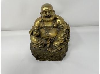 Vintage Prosperity Happy Buddha Brass Statue