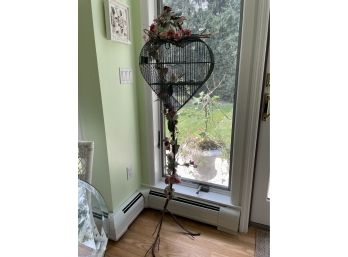 Vintage Heart Shaped Bird Cage On Custom Stand