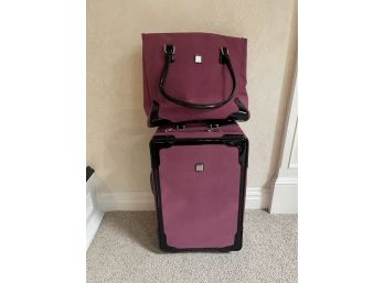 Beautiful Pink Suitcase With Travel Bag