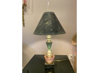 Vintage Mid Century Pink, Clear And Green Acrylic Lucite Table Lamp