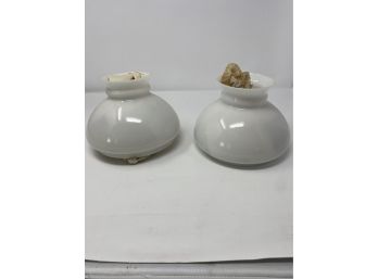 Pair Of White Glass Lamp Shades