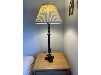 Bronze And Wood Candlestick Table Lamp