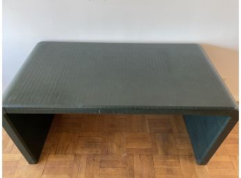 Hunter Green Karl Springer Signed Waterfall Desk From 1990