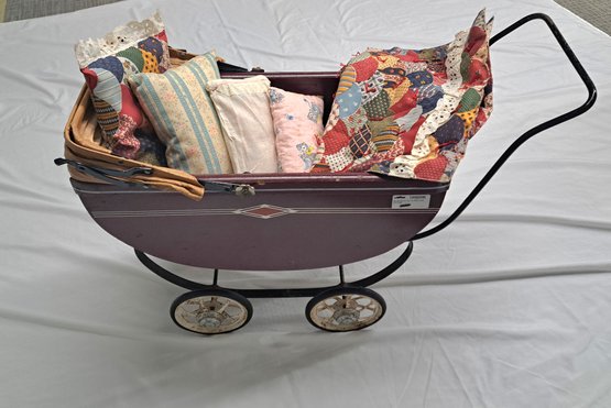 South Bend Toy Co Baby Doll Carriage With Pillows And Blankets