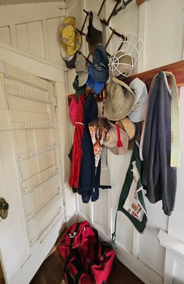 R1 Lot To Include Clothing, Hats, Racks/clothing Hangers, And Umbrella