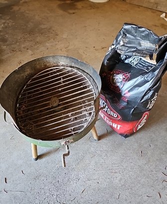 R0 Small Fire Pit Made By Big Boy Mfg And Opened Bag Of Charcoal