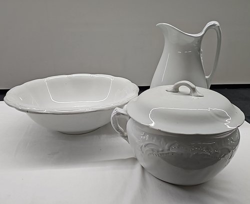 BNH One Ironstone China Bowl And One Pitcher With UTAH Bowl And Lid