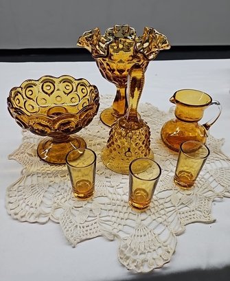 BNH Lot To Inlcude Variety Of Amber Glassware