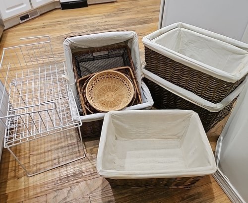 R12 Lot To Include Variety Of Baskets And Wire Shelving