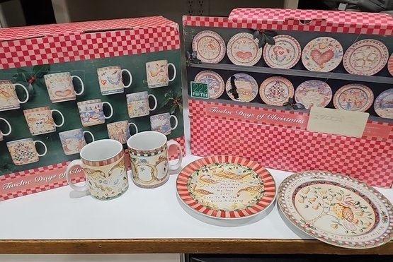 R10 Lot To Include 222 Fifth Twelve Days Of Christmas Collectors Plates And Mugs