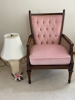 Pink Siting Chair, Lamp, Stargazer Lily Figurine
