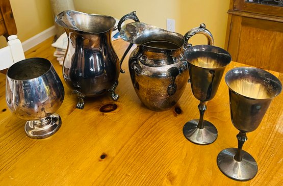 RM2 Sterling Silver Plated Lot Of Pitchers And Cups