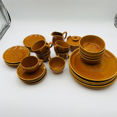 Franciscan Ware Pottery Wheat Dishes, Creamer And Sugar Bowl, Cups, Saucers, Plates, Pottery Dishes, Bowls