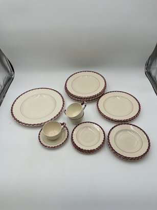 Handpainted Vernon Kilns Assorted Dishes, Dinner Dishes, Platter, Three Teacups