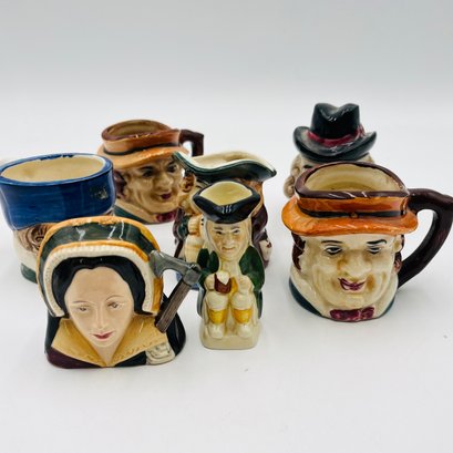 Catherine Howard Miniature Jug, Toby Mug, Tony Wood Staffordshire Jug Creamer, Toby Man Colonial Mug Set