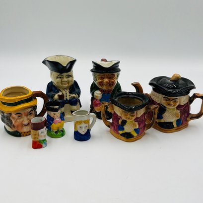 Toby Mug Creamer Pitcher Man, Colonial Man Tea Pot And Creamer, Toby Character Miniature Blond Princess Jug