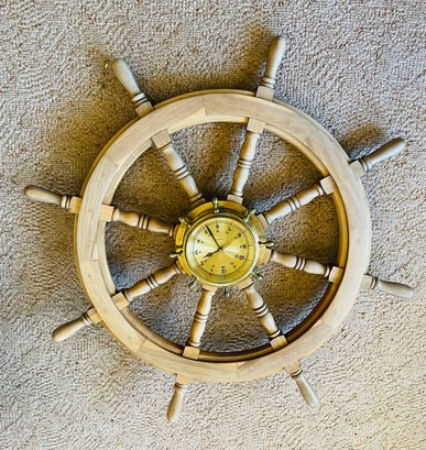 R3 36in Nautical Steering Wheel With Clock