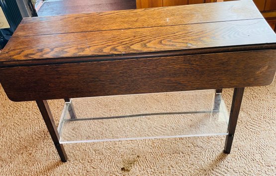 R3 Drop Leaf Side Table With Glass Shelf