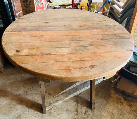 RM0 Round Wood Table Garage Work Table 4ft Diameter