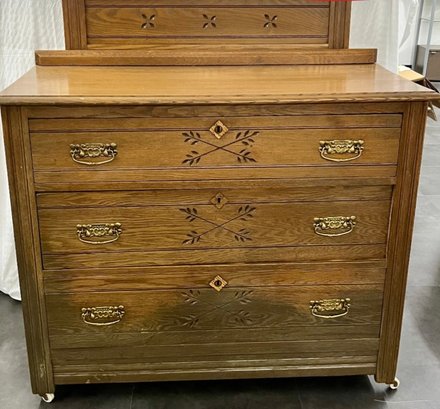 Antique Oak Wooden Side Dresser