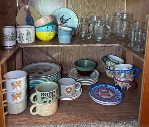 R7 Dishware And Glassware Lot To Include Brands Such As Capriware, Franciscan Earthenware, The Fashion Collect