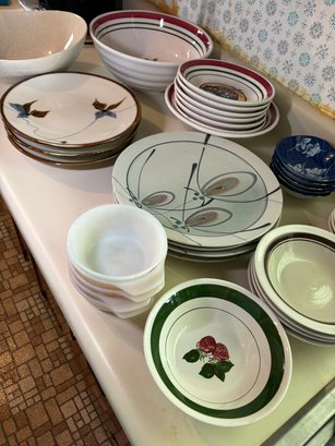 R7 Dishware Lot To Include Brands Such As Landmark Designs, Carousel Stoneware, Shenango China, CIC