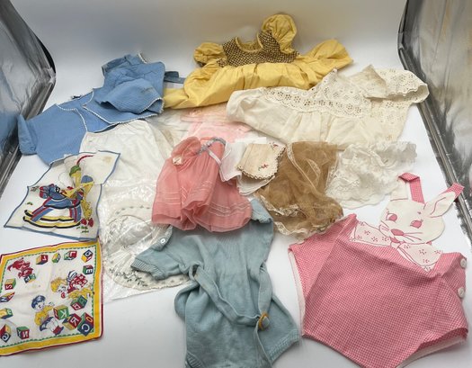 Assorted Vintage Baby Clothes (many Stained), Assorted Doll Clothes