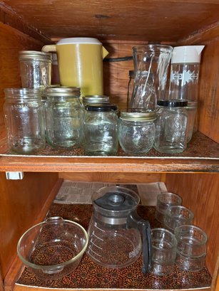 R7 Glass Lot To Include Mason Jars And Miscellaneous Items