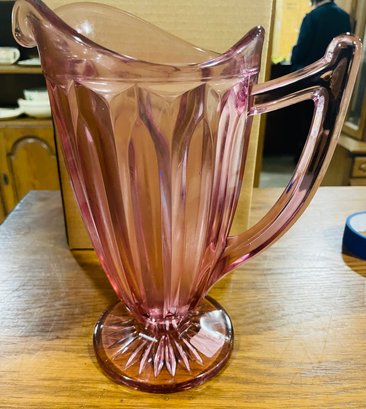 Fenton Madras Pink Pitcher Appears To Be Signed
