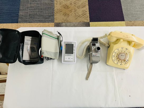 BNH Vintage Rotary Phone, Keystone 8MM Camera, Blood Pressure Monitor