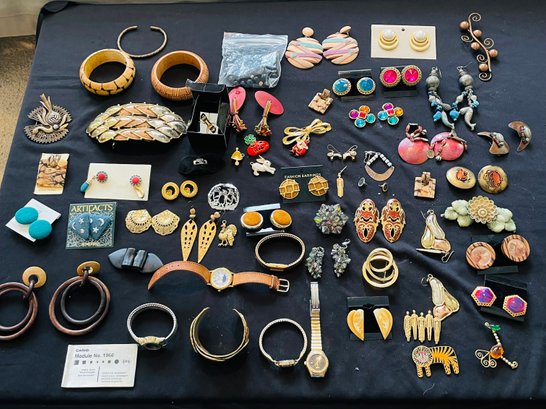 R7 Variety Of Costume Jewelry To Include Earrings, Bracelets, Watches, And Broaches