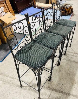 Four Iron Barstools Garden Patio Furniture With Cushions