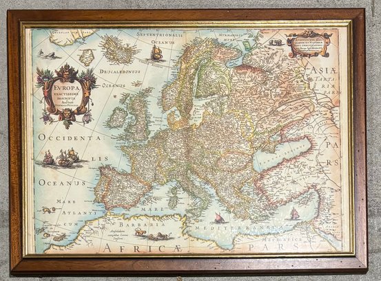 Four Map And Historically Illustrated Framed Artworks