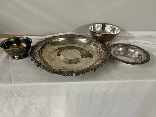 BNH Silver Tray, WM Rogers Silver Plate, Gorham Silver Bowl, Small Silver Bowl