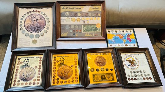 R7 Coin Collection Lincoln Memorial Coins, Wartime Coinage, United States Century Coins Framed