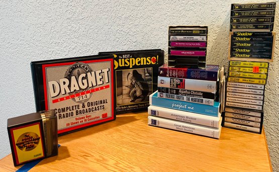 R7 Lot Of Radio Broadcast Cassette Tapes Dragnet, Suspense, Books On Cassette