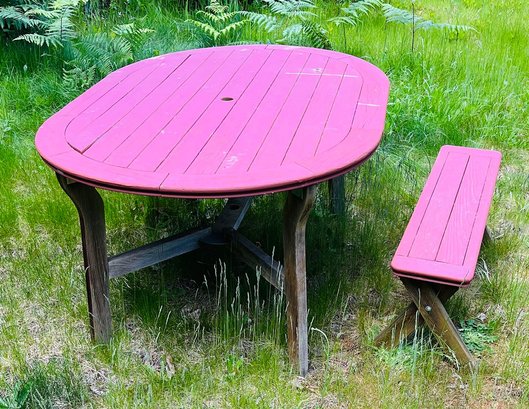 R00 Patio Table With One Bench Oval Shape Table