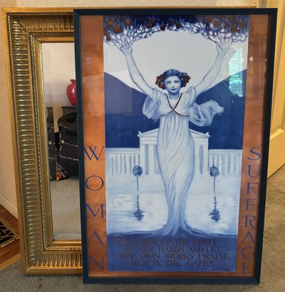 R1 Evelyn Rumsey Cary Woman Suffrage Print And Heavy Gilt Wall Mirror