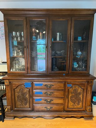 R6 Basset China Hutch.  Overall Size 6 Ft  9in Tall.  5ft. 9in Wide.   20in Deep.