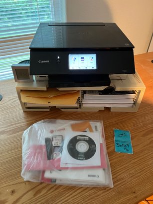 R6 Canon Pixma Printer With Printer Stand And Supplies
